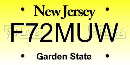 F72MUW New Jersey License Plate