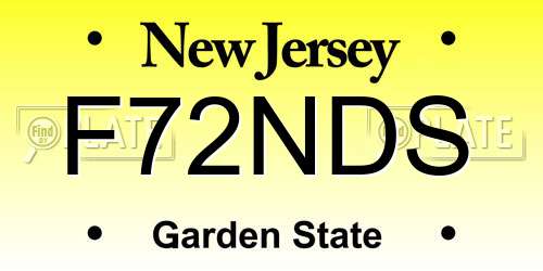 F72NDS New Jersey License Plate