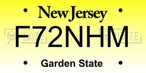 F72NHM New Jersey License Plate