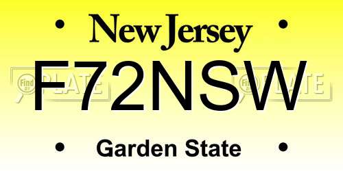 F72NSW New Jersey License Plate