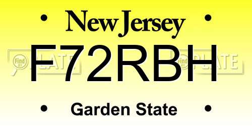 F72RBH New Jersey License Plate