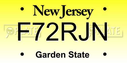 F72RJN New Jersey License Plate