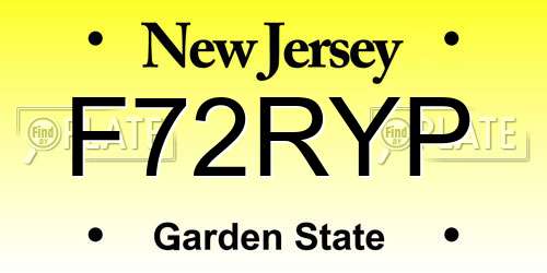 F72RYP New Jersey License Plate