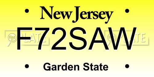 F72SAW New Jersey License Plate