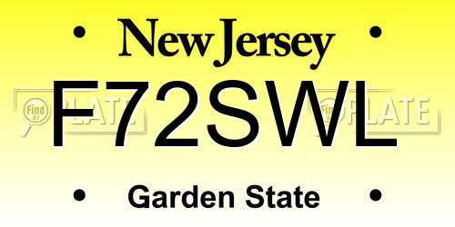 F72SWL New Jersey License Plate