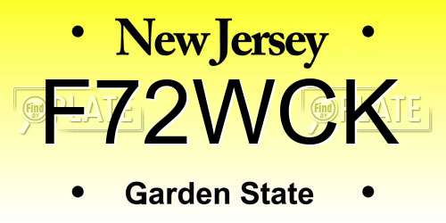 F72WCK New Jersey License Plate