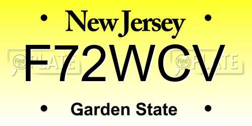 F72WCV New Jersey License Plate