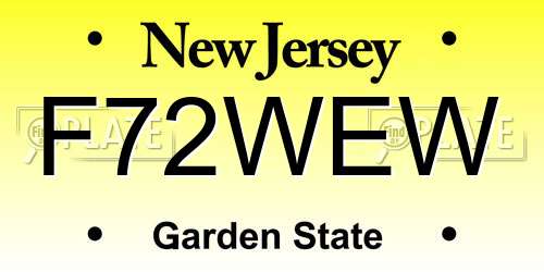 F72WEW New Jersey License Plate
