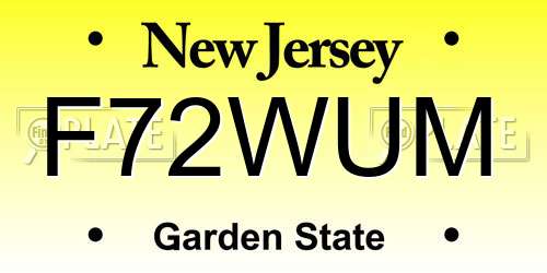 F72WUM New Jersey License Plate