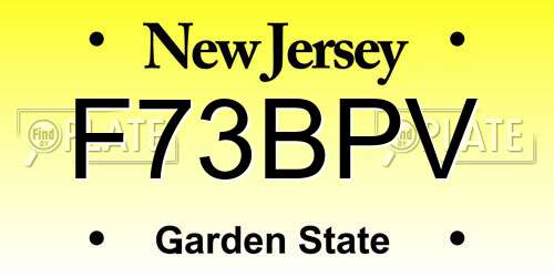F73BPV New Jersey License Plate