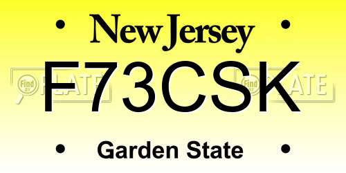 F73CSK New Jersey License Plate