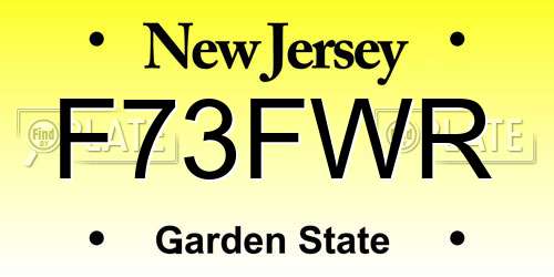 F73FWR New Jersey License Plate