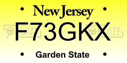 F73GKX New Jersey License Plate