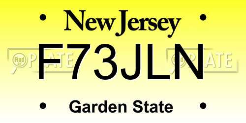 F73JLN New Jersey License Plate