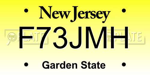F73JMH New Jersey License Plate