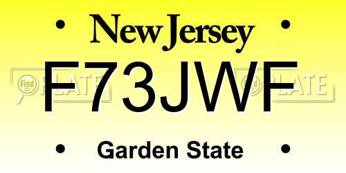 F73JWF New Jersey License Plate