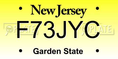 F73JYC New Jersey License Plate
