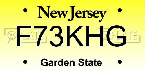 F73KHG New Jersey License Plate