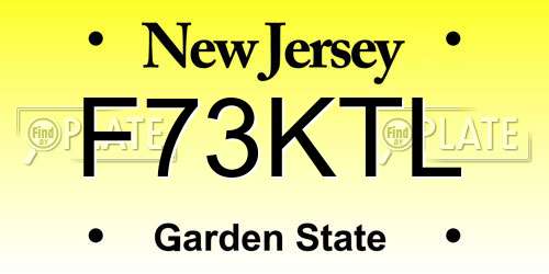 F73KTL New Jersey License Plate
