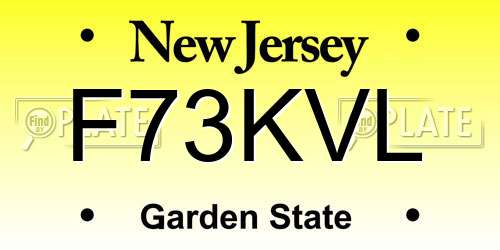 F73KVL New Jersey License Plate