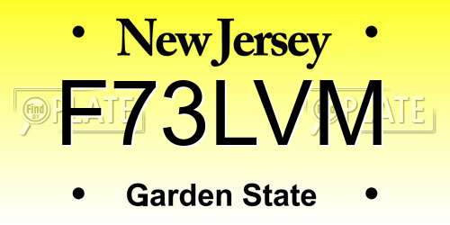 F73LVM New Jersey License Plate