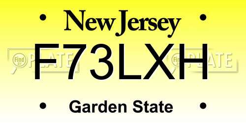 F73LXH New Jersey License Plate