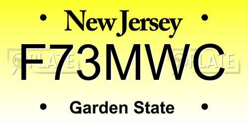 F73MWC New Jersey License Plate