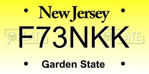 F73NKK New Jersey License Plate