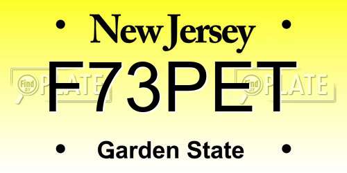 F73PET New Jersey License Plate