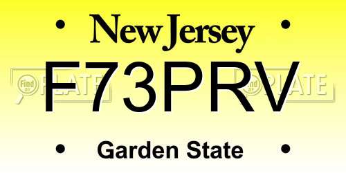 F73PRV New Jersey License Plate