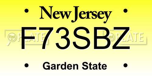 F73SBZ New Jersey License Plate