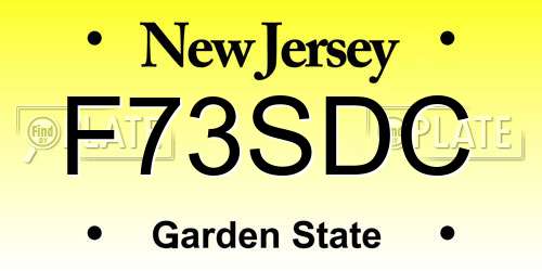 F73SDC New Jersey License Plate