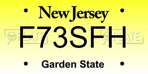F73SFH New Jersey License Plate