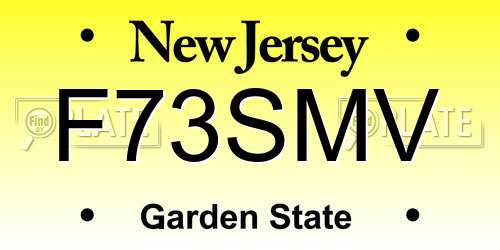 F73SMV New Jersey License Plate