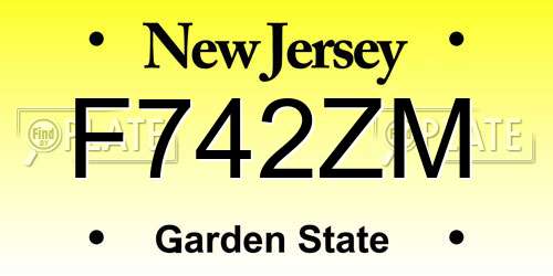 F742ZM New Jersey License Plate