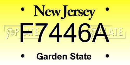 F7446A New Jersey License Plate