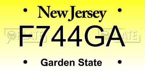 F744GA New Jersey License Plate