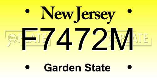 F7472M New Jersey License Plate