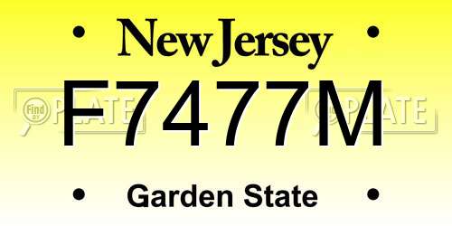 F7477M New Jersey License Plate