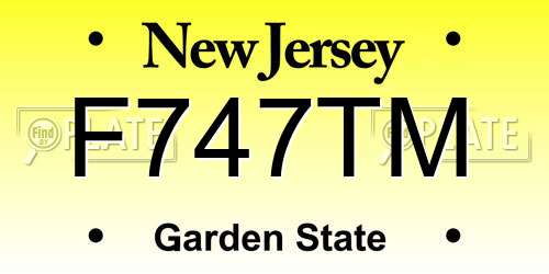 F747TM New Jersey License Plate
