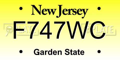 F747WC New Jersey License Plate