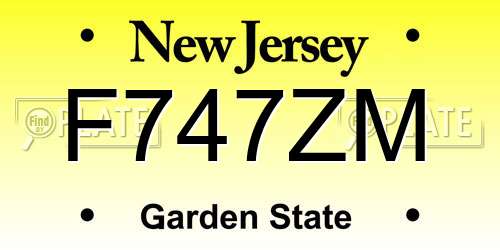 F747ZM New Jersey License Plate