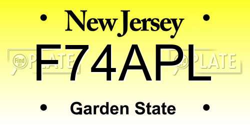 F74APL New Jersey License Plate