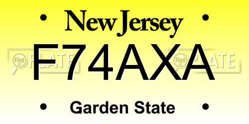F74AXA New Jersey License Plate