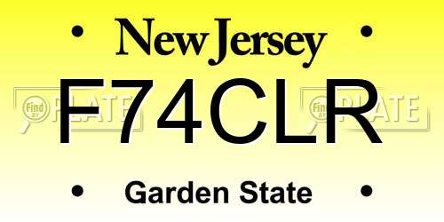 F74CLR New Jersey License Plate