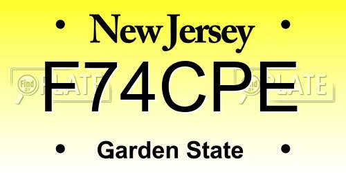 F74CPE New Jersey License Plate