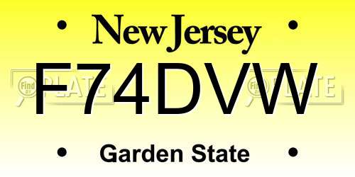 F74DVW New Jersey License Plate