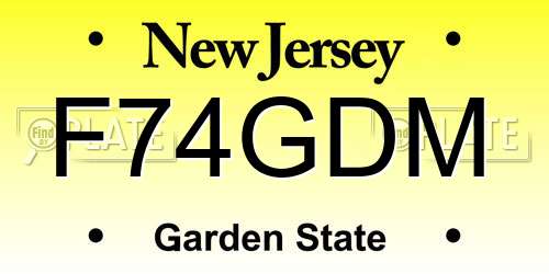F74GDM New Jersey License Plate