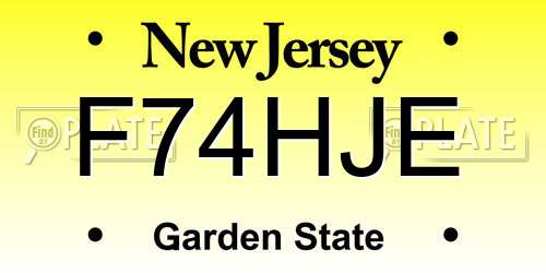 F74HJE New Jersey License Plate