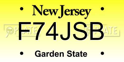 F74JSB New Jersey License Plate
